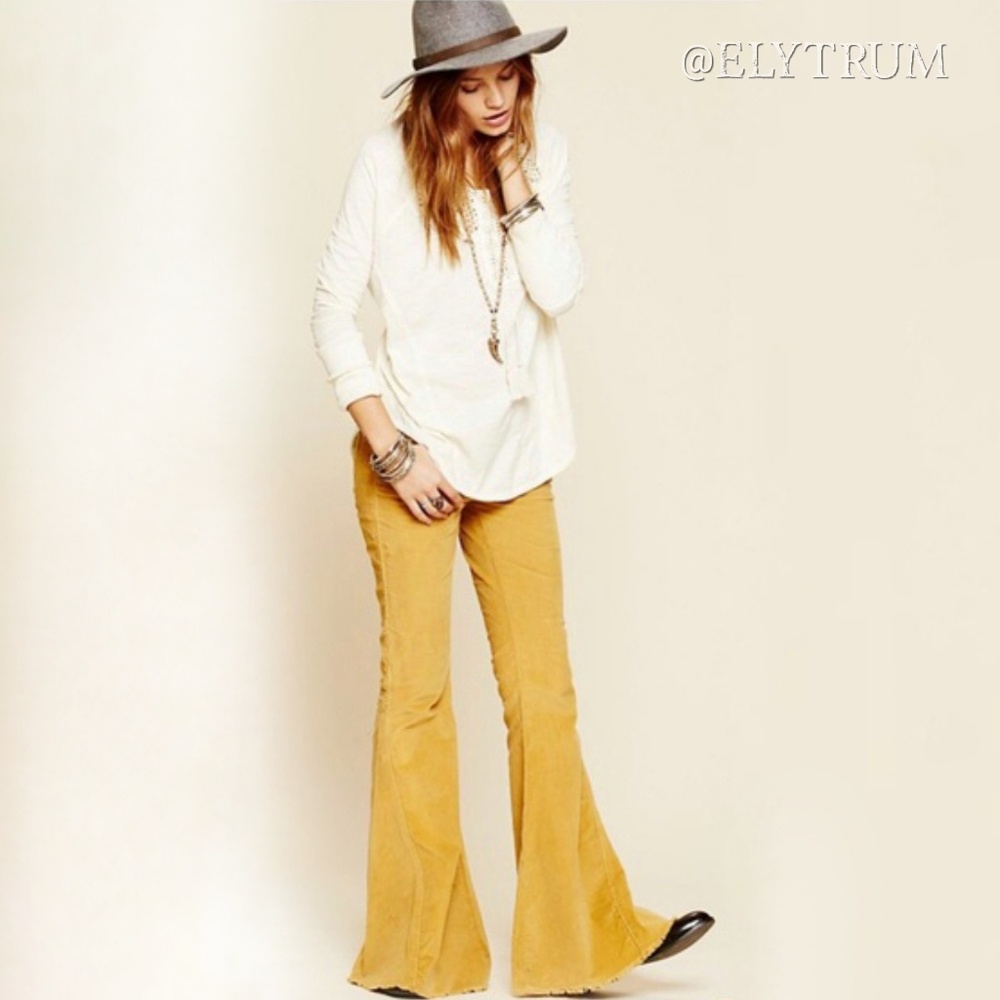 *SOLD* Free People mustard yellow corduroy - Picture 1 of 8